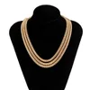 Choker Hip Hop Gold Color Metal Texture Heavy Duty Thick Chain Halsband Damer Punk Style Multilayer Clavicle Halsband Girls Jewelry