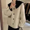 Kvinnors ull blandar mode hösten lapel singel breasted solid coat kvinnor kort lös casual streetwear manteau femme 221123