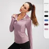 2022 Women's Yoga Clothes Long Sleeve High Elasticity Tight Quick Dry Outdoor Gym Stand Collar Sweater Wholesale