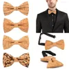 Галстуки бабочки Корк деревянный галстук мужские новинки ручной работы сплошной бабочки с принтом свадебной вечеринки, мальчики для мальчиков 2022