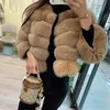 Dames bont faux echte jas winter warme natuurlijke hoogwaardige lan luxe mode 50 cm korte jas groothandel 221123