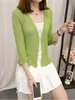 Women's Knits Tees Fashion Spring And Summer Style Of Pure Color Ice Silk Cardigan Short Air Conditioning Knitted Coat PZ301 221123