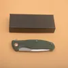 Hot G1126 Flipper Couteau pliant D2 Satin Drop Point Blade Green G10 avec poignée en acier inoxydable Roulement à billes Ouverture rapide EDC Couteaux de dossier de poche