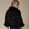 Women's Fur Faux Real Genuine Natural Knitted Mink Shawl Coat With Collar Fashion Knit Jacket Cape 221123