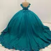 Hunter Green Princesa Quinceanera Apliques Apliques Vestido de Ball Vestido de Ball Vestido Formal Prom Vestidos de 15 Anos