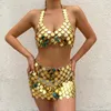 Werk Jurken Lacteo Sexy Pailletten Camis Halter Body Ketting Voor Vrouwen Vrouwelijke Mode Hol Rok Bikini Beha Sieraden Groothandel