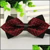 Bow Ties Elegant Adjustable Bow Tie Plaid Pattern Business Suit Shirt Bowtie For Men Engagement Wedding Ties Dress Fashion Drop Deli Dhorj