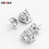 Stud Oevas 100% 925 Sterling Srebrne 77 mm Heart Diamentowe kolczyki dla kobiet Blawing Wedding Party Dift Jewerly Prezent 221119