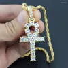 Ketens Europese en Amerikaanse Anhe Key Cross Double Necklace Men Women Trendy Street Rap Personality Diamonds