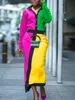 パーティードレス長袖Vネックボタンダウンシャツカジュアルエレガントな色ブロックペンシルドレス秋のトレンディオフィスクラブストリートウェア221123