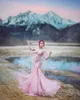 مرحلة ارتداء Wome Sexy Tassel Pink Long Dress Long Farmly Women Evening Party Costume Nightclub Singer Performance 221122