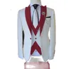 Herenpakken blazers merk 3 stuks bruidegom trouwset modeontwerpen witte zakelijke jas Vest royal blauwe broek jurk tuxedo 221122