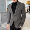 メンズスーツブレイザーズメンカジュアルブレザーブリティッシュスタイルのビジネススリムフィット格子縞のコート長袖フォーマルシングルバックルジャケット221123