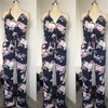 Kvinnors jumpsuits rompers mode kvinnor rygglös blommig jumpsuit ärmlös rem vneck romper office lady sling laceup blommor jumpsuit sommar 221123