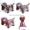 Hondenkledinghonden buiten mode regenjas kleine middelgrote hond transparante waterdichte waterdichte poncho huisdieren producten regencoats pet accessori dhfuh