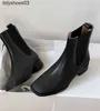 Die Schuhe Kleid Reihe Damen Designer Rois Vollleder quadratischer Kopf niedriger Absatz Chelsea elastische Ärmel schwarze kurze Stiefel Winter Low GAI Stiefelgröße FNQF LX7I