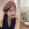 Berets 2022 Leer- en zomer dunne hoed Japans zoete meisje solide kleur literaire designer schilder hoeden niche mode dames petten