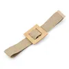 Cinture 2022 Cintura elastica intrecciata larga da donna per il vestito Fibbia rotonda in bambù Cintura di moda casual Cintura in legno di giada finta paglia