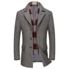 Men's Wool Blends Business Smart Casual en Jacket Turn Down Collar Coat Thicken Warm Male Trench Windbreaker 221123