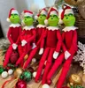 30 cm grinch juldekorationer dockor rött grönt hår monster plysch leksak hem dekorationer elf prydnad hänge barns födelsedagspresent FY5621 1123