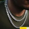 14k Yellow Gold Clustered Diamond Tennis Chain Real Solid Icy Mens 10mm Cubic Zircon Stones Bling Tennis Chain