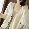 Women's Knits Tees Cotton Knitted Cardigan V-Neck Loose Short Jacket Spring Autumn Long-Sleeved Temperament Sweater Fashion Tops 221123