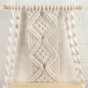 Tapestries Diy Handmade Tassel Macrame Tapijtwand Hangende plank Boho katoenen touw geweven plantenhanger houten drijvende houder