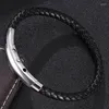 Charm Bracelets Vintage Men Bracelet Genuine Braided Leather Mens Wristband Bangles Adjustable Length Male Jewelry Gift BB0395