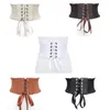 Belts Flexible Girls Broad Waist Belt PU Leather Embellished Metal Button Closure Women Wardrobe Must-have Piece