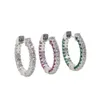 Hoop Earrings Bling Cz Earring For Women Red Green White Silver Plated Trendy Fashion Jewelry