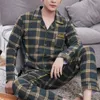 Pijama de algodão listrado de roupas de sono masculina para calças de manga curta Long Pijama Male Homewear Lounge Use roupas 221122