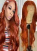 ISWHOW BRAURILIAN BODY WAVE 13x1 Human Hair Wigs Orange Ginger Blue Red Pink 99J Color Remy Pre Plocked Spets Front Wig For Women Gir5278563