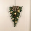 Flores decorativas 2022 Decorações de coroa de natal PVC de cabeça para baixo Simulação de árvore Porta de flor Decoração frontal Artificial