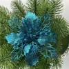 Julekorationer 10st 11 cm Big Artificial Glitter Flower Christmas Tree Pendants Ornament Diy Home Wedding Xmas Party Decoration Drop 221123