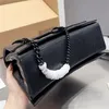 Crush Large Chain Bag in black Classic Women Hourglass Bags Shopping Shoulder Fashion Cross Body Half Moon Luxury Genuine Leather Purse Luxury Wallets 23