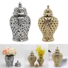 Storage Bottles Retro Style Ceramic Ginger Jar Decor With Lid Display Vase For Flower Arrangement Desktop Living Room Gift Decoration