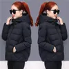 Dames Down Parkas Black Fashion Puffer Coats Winter Hapleed Cotton Coat Loose Jackets Dames Korte jas Casual vrouwelijk Out -meter 221123