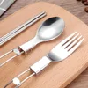 Dinnerware Sets Fork Folding Cookware Stainless Steel Spoon Portable Suit Outdoor Picnic Camping Equipment