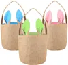 Wholesale Easter Rabbit Basket Festive Bunny Bag Rabbits Paw Printed Canvas Tote Bag Egg Candies Bucket Kids Party Gift 1123