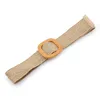 Cinture 2022 Cintura elastica intrecciata larga da donna per il vestito Fibbia rotonda in bambù Cintura di moda casual Cintura in legno di giada finta paglia
