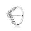 Bröllopsringar Ny prinsessan Wish Ring Original Box för Pandora 925 Sterling Sier Wishbone Rings Set Cz Diamond Women Wedding Gift Dro Dh2if