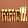 Dinnerware Sets Gold Cutlery Forks Knives Spoons Stainless Steel Tableware en Dinner Complete Spoon 221122