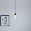 Kolye lambaları Nordic Minimalist Japon Retro Koridor Yatağı Yemek Odası Bar Cam Tek Baş Pirinç Avize