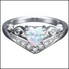 Pierścionki klastra OPAL Diamond Serce Pierścień Kobiety Pierścionki zaręczynowe ślubne Modna Jewerly Dift Drop dostawa biżuteria Dhchv