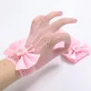 Hårtillbehör 1Pair Girls Princess Dress Mesh Bow Lace Pearl Ornament Gloves Party Supplies Kids Birthday Ceremony Coronation Gift