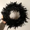 Couronne de fleurs décoratives en plumes noires, guirlandes suspendues pour fenêtre d'halloween de ferme, cadeaux de fête pour la maison, année El