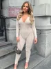 Women's Jumpsuits Rompers Sibybo Knitted Jumpsuit Stretch Hollow Out Zipper Sexy Summer Club Outfits Overalls 221122