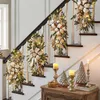 Decorative Flowers Christmas Garland Decorations Wreaths With Lights Red Berry Rattan Artificial Wreath For Stair Decor