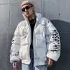 Men's Down Parkas Winter Padded Jacket Men Women Cartoon Bear Print Oversized Streetwear Parka Couple Harajuku Thick Warm Bubble Coat 221122