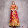 ملابس عرقية باللون الأحمر التقليدي الفستان الصيني الزفاف Qipao الوطني للسيدات على الطراز الخارجية بالعروس التطريز Cheongsam S-XL